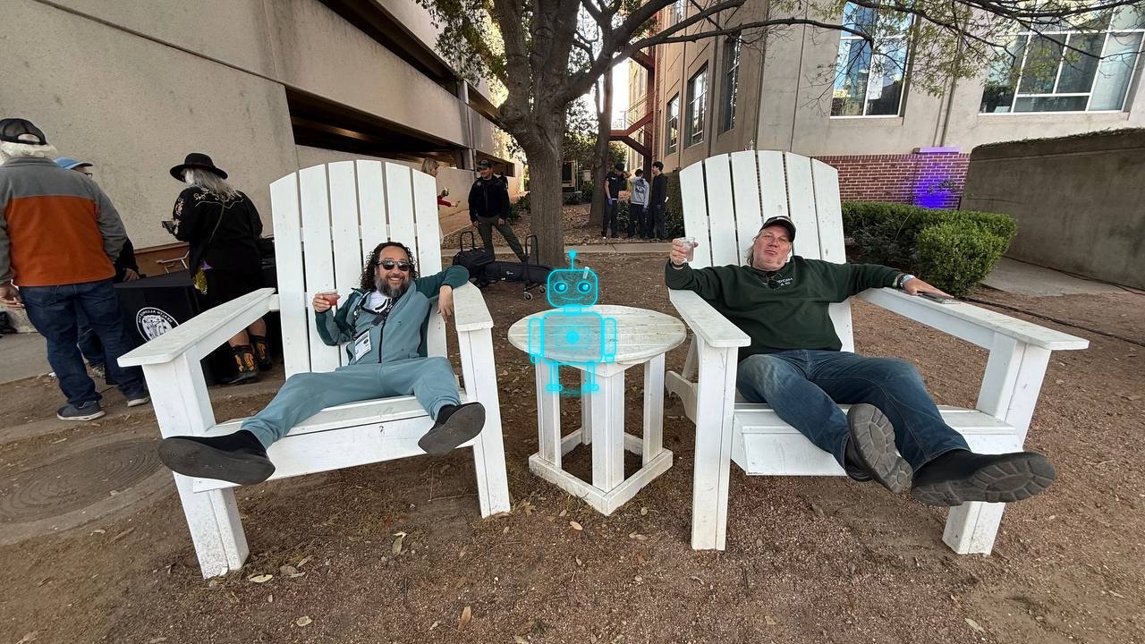 JEDI and Sweet John on oversized chairs at SXSW 2026